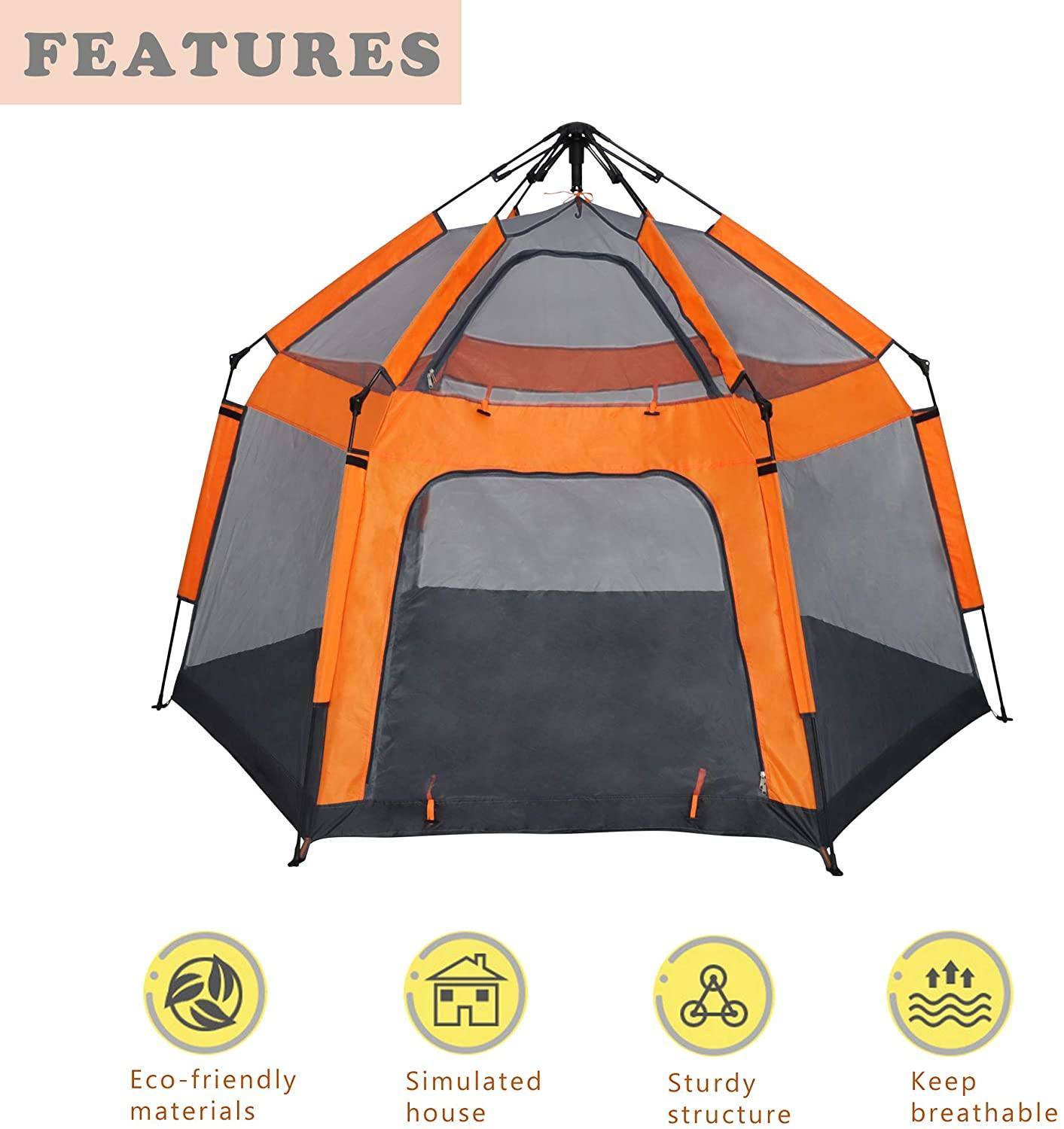 Kids Play Tent Pop Up Portable Hexagon Playhouse for Backyard Patio Indoor Outdoor Breathable Tent House Children Boys Girls Playing Have Fun Doba